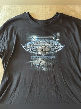 Harley-Davidson Black Tee with Blue & White Graphic